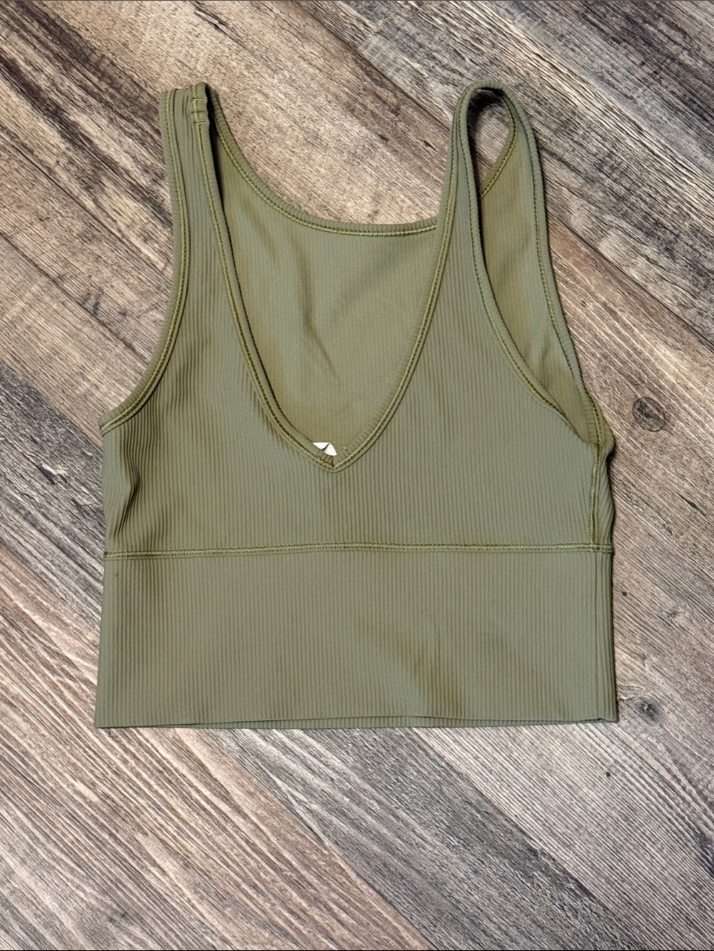 Lululemon Power Pivot Ribbed Tank Top Olive Green Size 4 - Picture 2 of 5